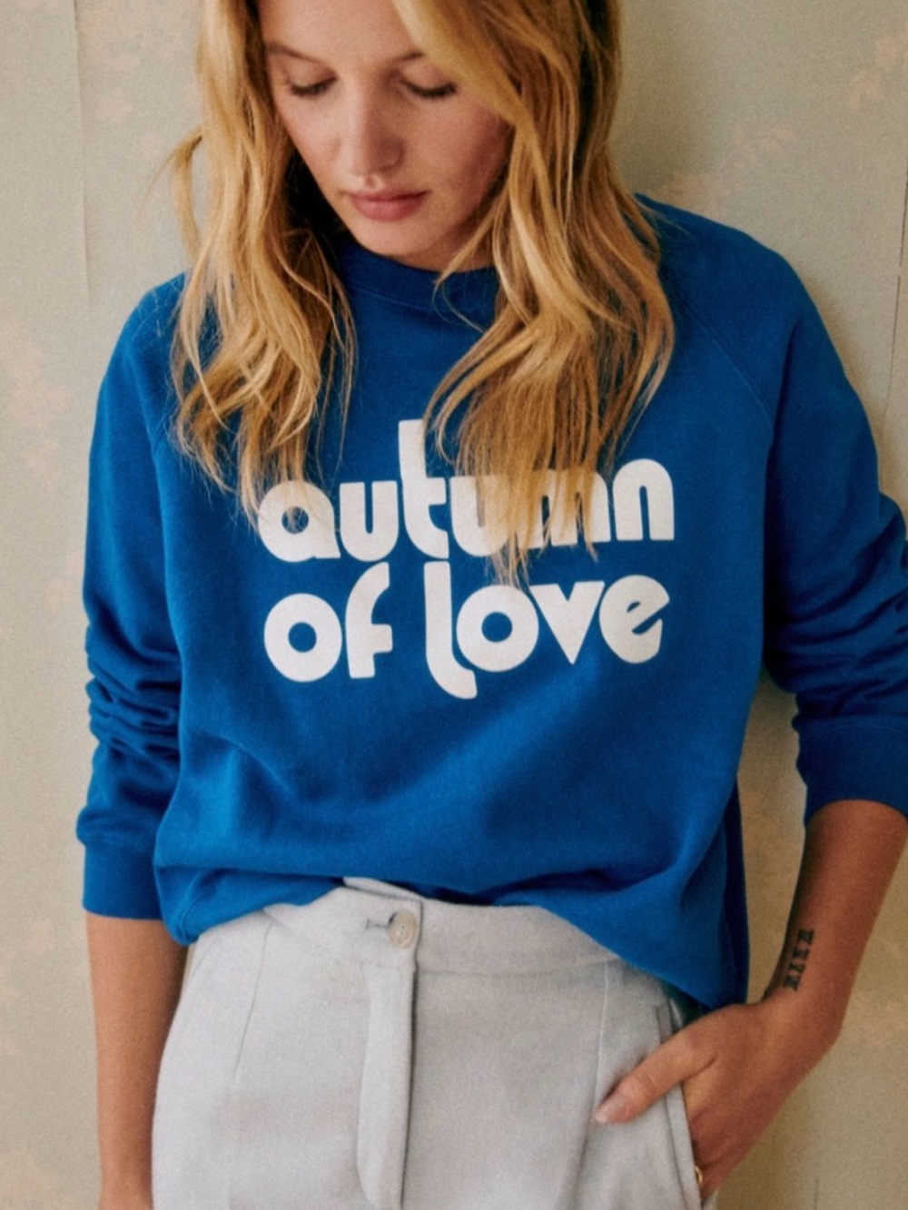 Sezane Blue 'Autumn of Love' Graphic Sweatshirt - Women's Top